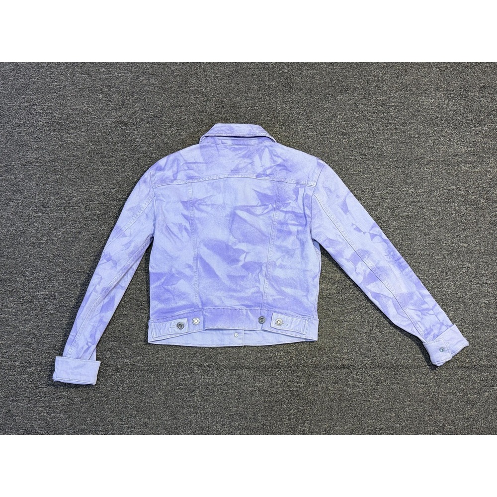 Levi's Denim Jean Jacket Womens Small Lavender Tie Dye Trucker Cropped Style - Picture 2 of 6